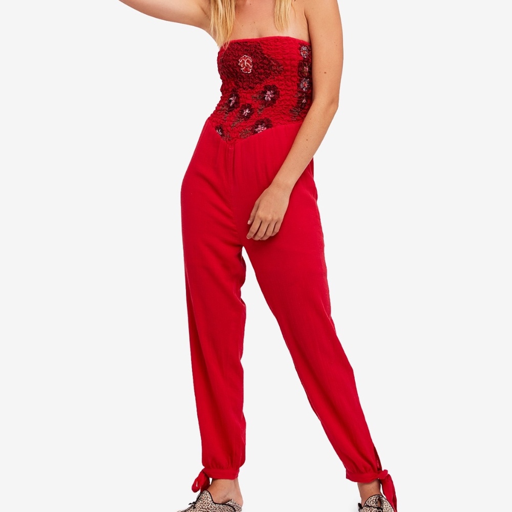 NWT Free People Karan Cotton Strapless Jumpsuit - Picture 1 of 5